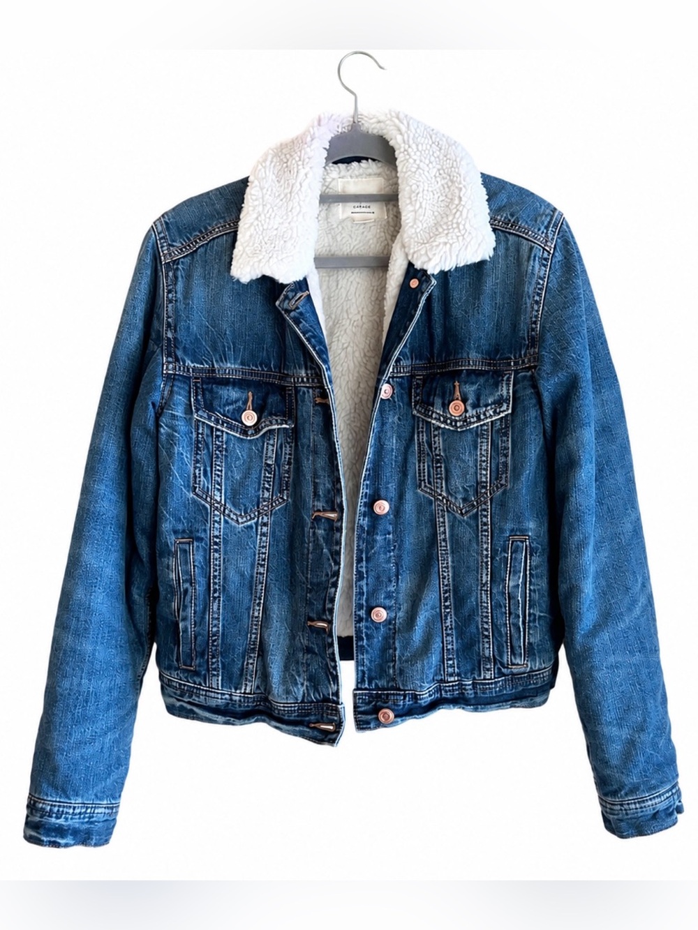 American Eagle Sherpa Lined Denim Trucker Jacket
